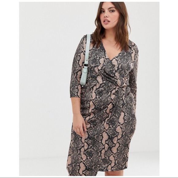 RIVER ISLAND | BELTED WRAP PLUS SIZE ANIMAL PRINT DRESS 24 - Picture 4 of 5